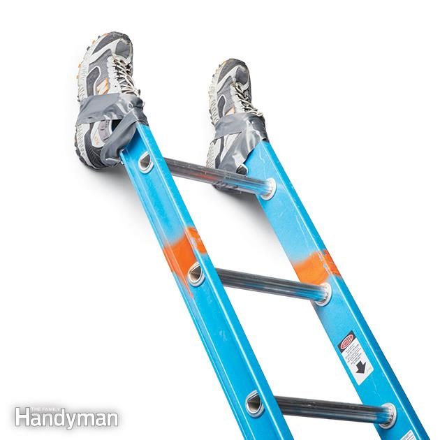 Old Sneakers as Ladder Bumpers
