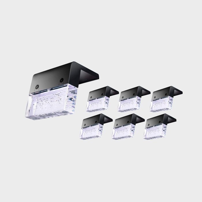 A set of seven rectangular LED lights, with a black housing and transparent front, are displayed against a light gray background.