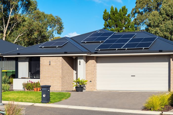 Solar panels on the roof of a house