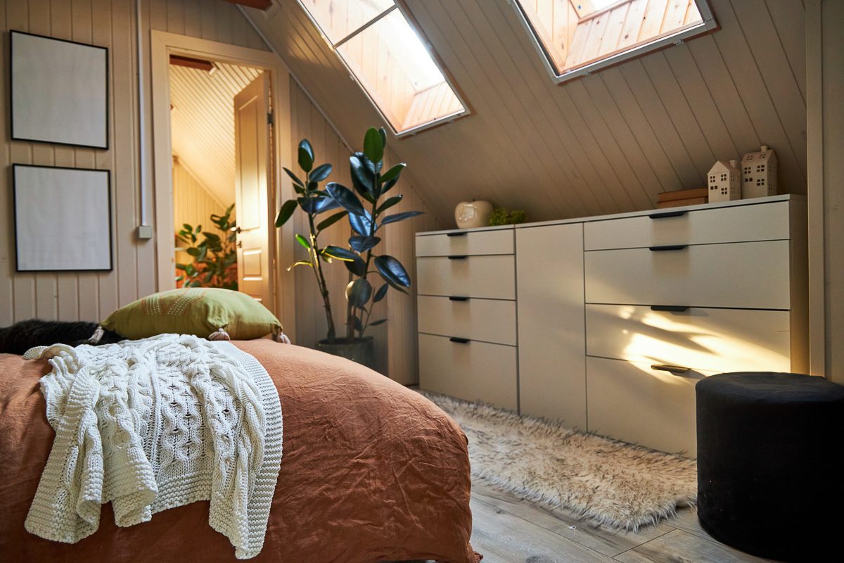 modern attic bedroom