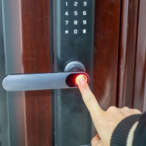 Close up of fingerprint unlock to open house door
